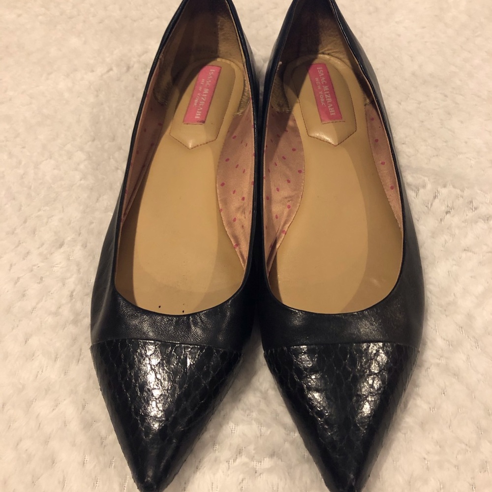 Black flats by Isaac Muzrahi New York